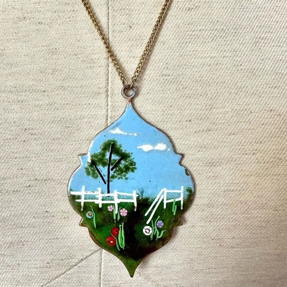 Hand painted pendant necklace